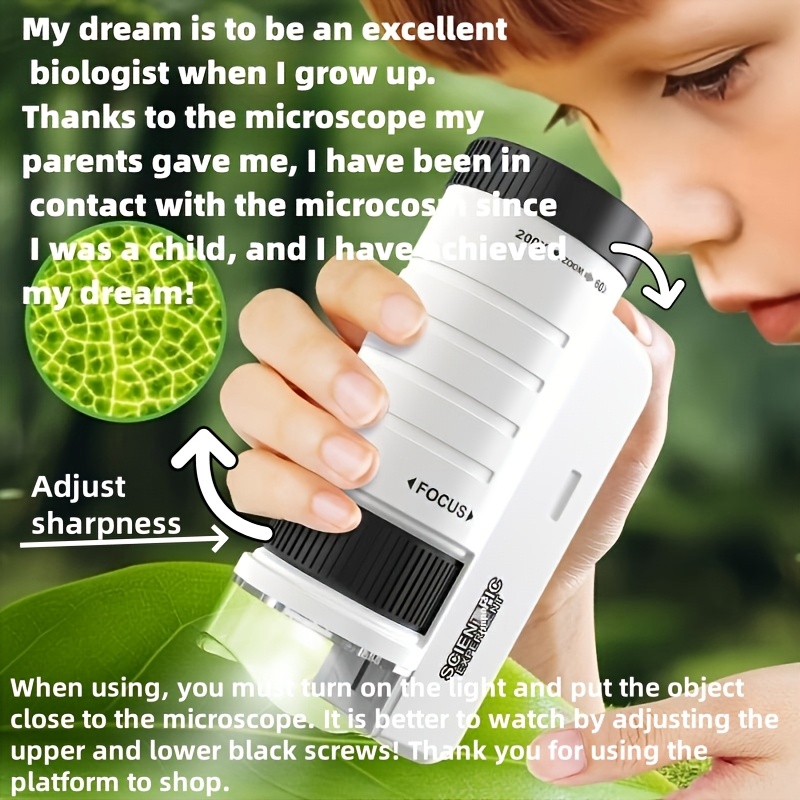 Microscope Kids Science - Handmikroskop-Set, Labor, Zuhause, Schule, biologische Wissenschaft,