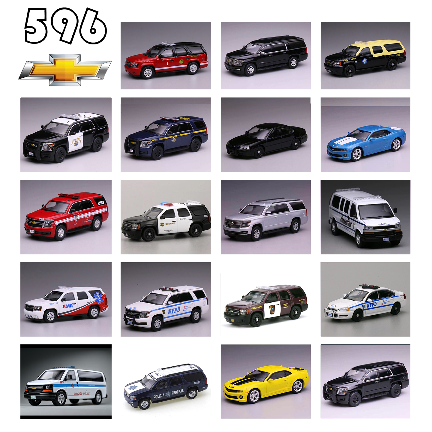 Kids Toys Boys - 596 1/64 Chevrolet Impala River Feuerwehr