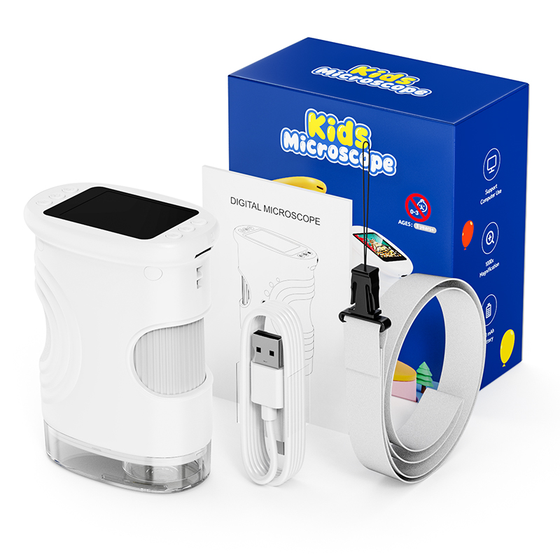 Microscope Kids Science - Mikroskop für Kinder, Kindermikroskop mit 2-Zoll-Bildschirm,