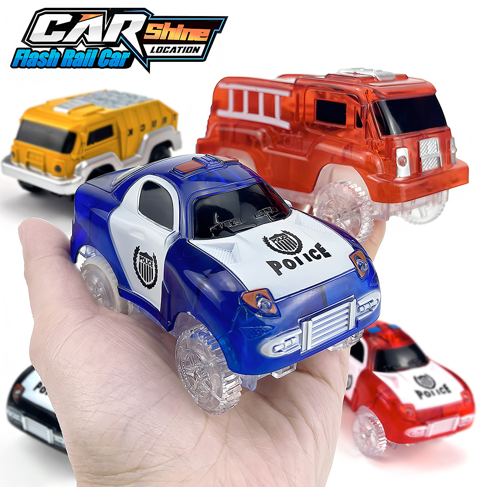 Kids Toys Jeep - Magisch leuchtende Rennwagen, elektrisches Polizei-Jeep-Spielzeug, LED-Rennstreckset,