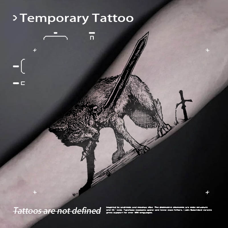 Kids Toys Low Price - Temporäre Tattoos im dunklen Stil: Wolf,