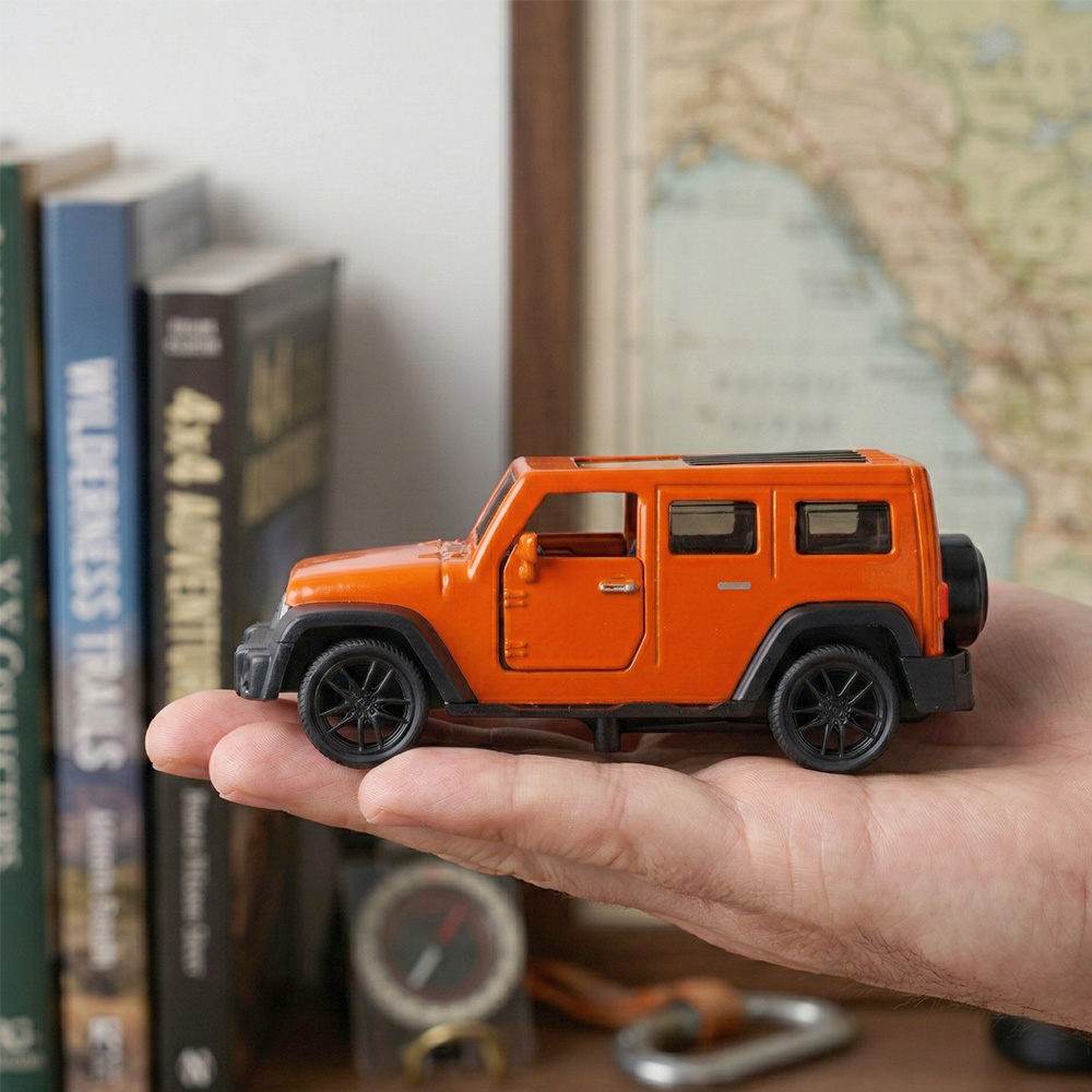 Kids Toys Jeep - 1:43 Orangefarbener Jeep Wrangler Druckgussmodell, Rückziehspielzeug