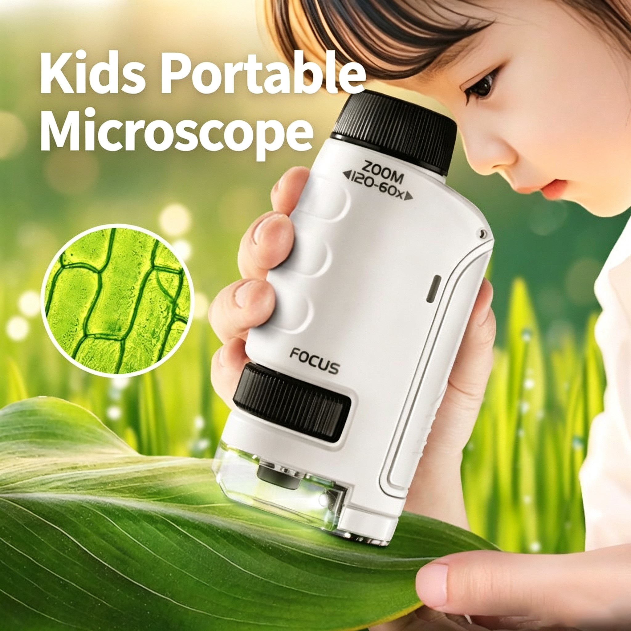 Microscope Kids Science - Tragbares Handmikroskop für Kinder, Biologisches Wissenschaftsexperiment-Set,