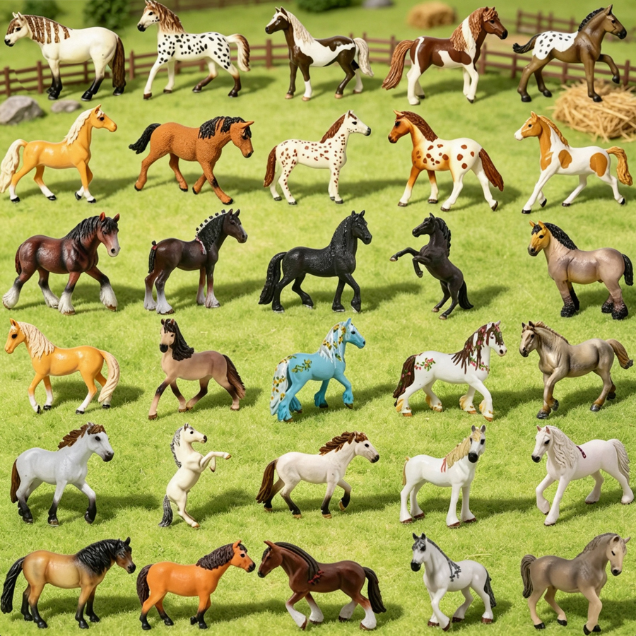 Kids Toys Under 1 Year - Realistisches Pferdemodell Clydesdale, Mustang, Exmoor Hengst,
