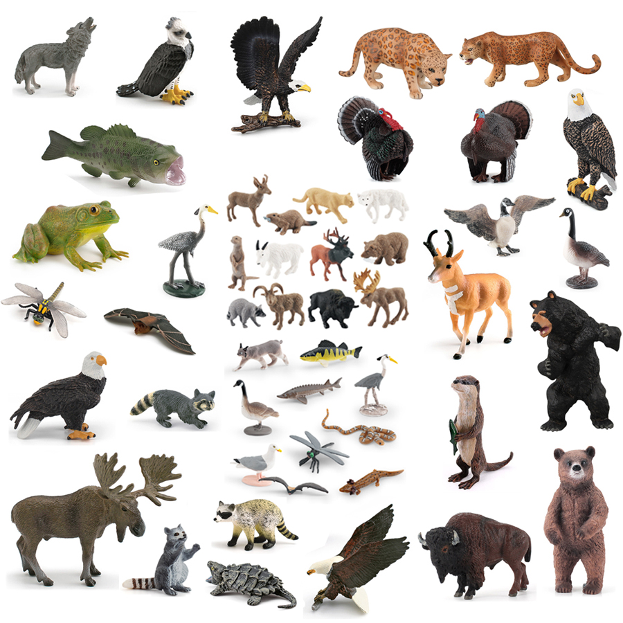 Kids Toys China - Realistische nordamerikanische Tierfiguren: Truthahn, Weißkopfseeadler, Grizzlybär,