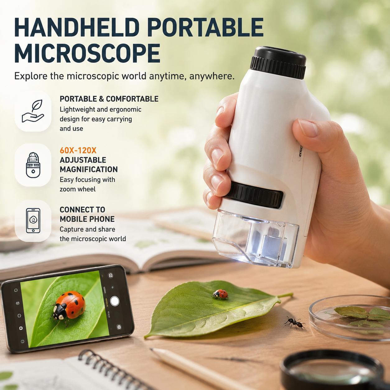 Mini-Taschenmikroskop 60x 120x – Microscope Kids Science Bewertung und Preis