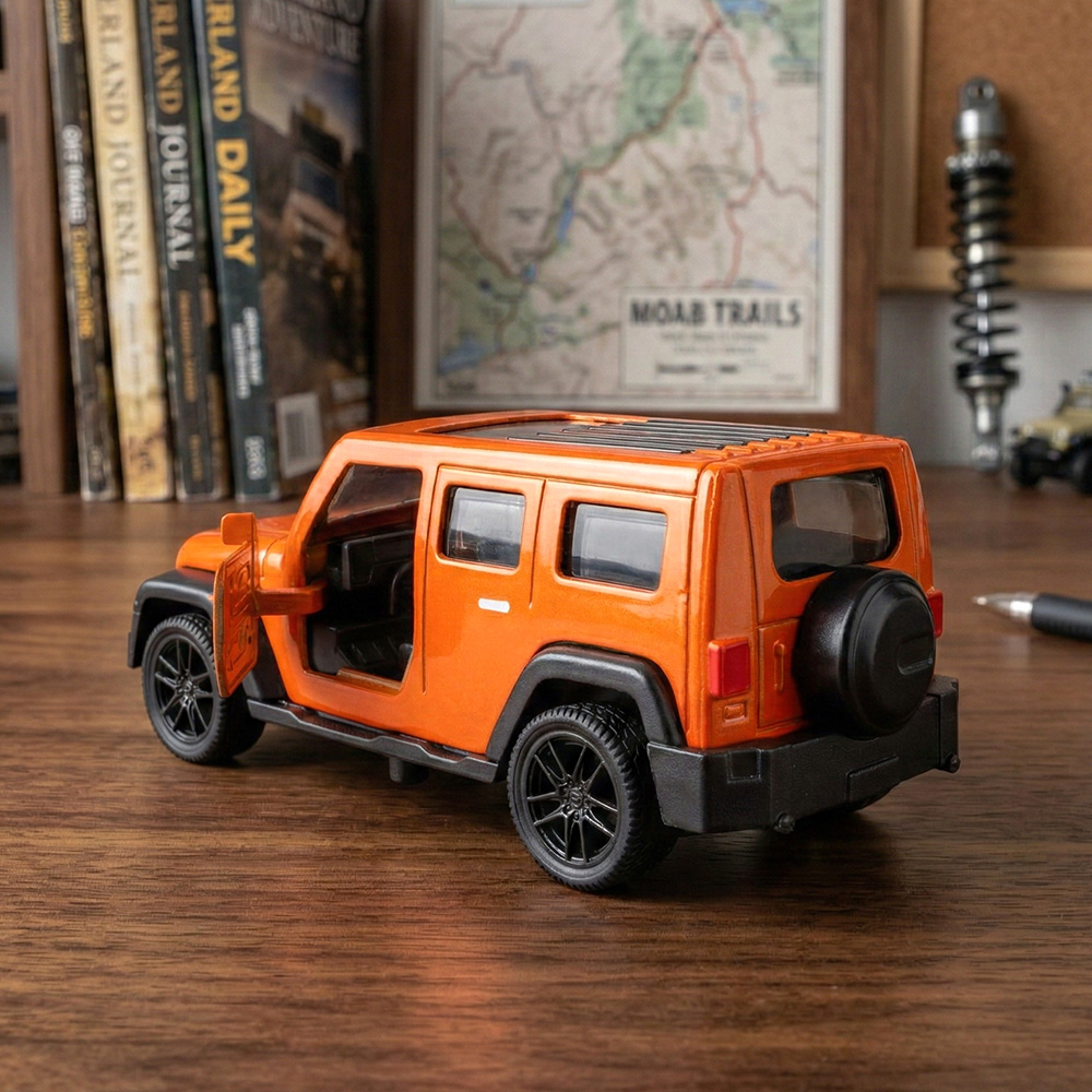 1:43 Orangefarbener Jeep Wrang – Kids Toys Jeep Bewertung und Preis