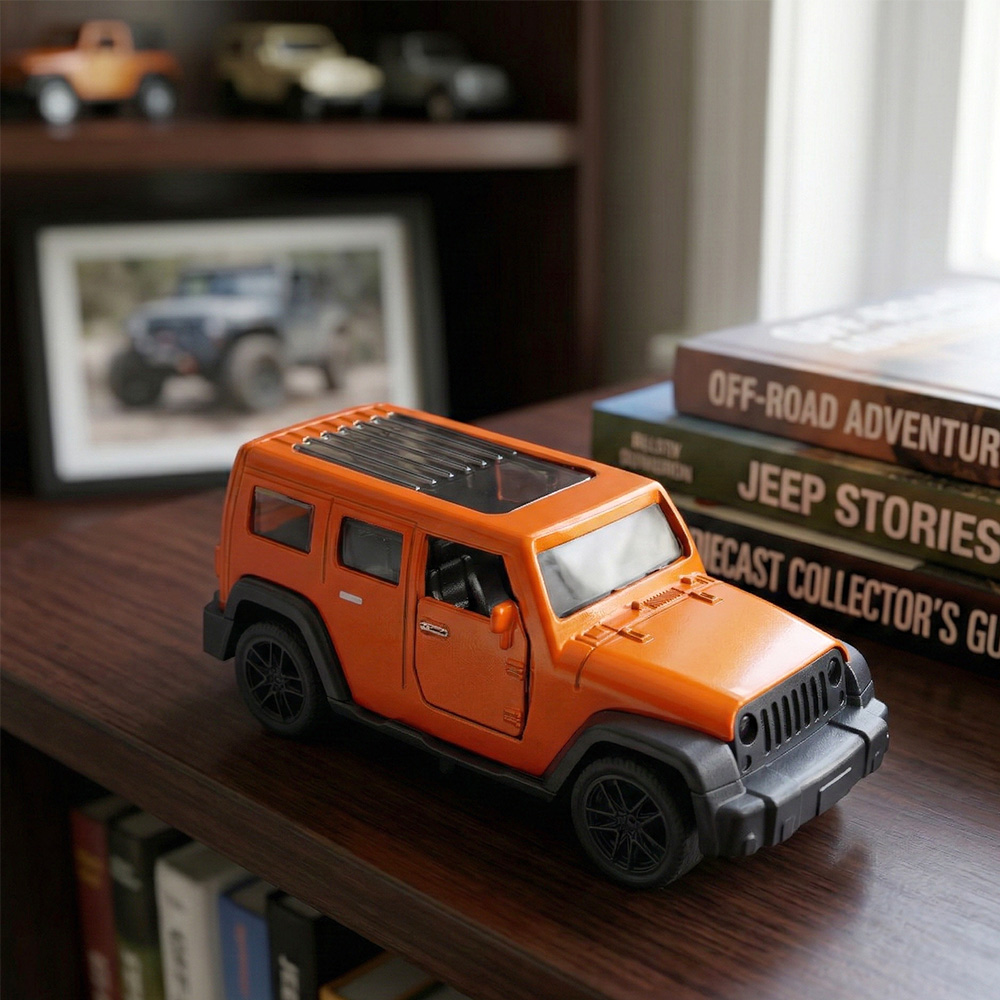 1:43 Orangefarbener Jeep Wrang – Kids Toys Jeep Bewertung und Preis